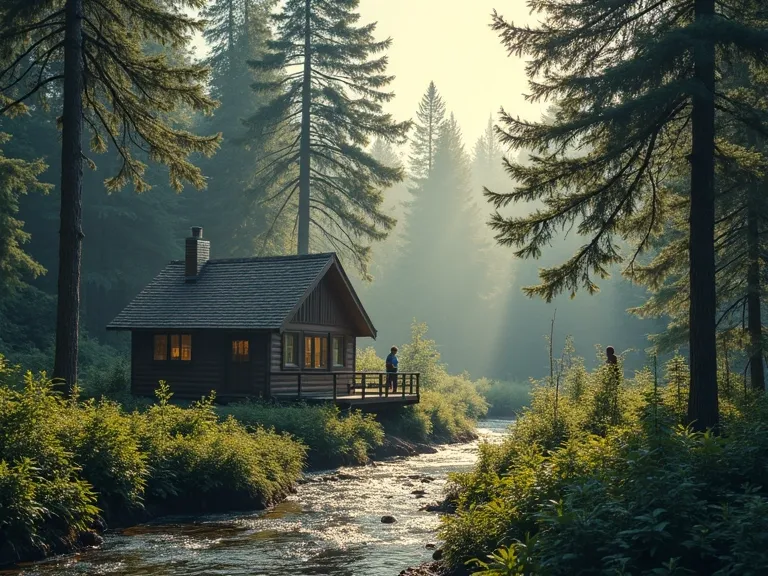 philosophy, Thoreau, forest, harmony, life, nature, log cabin, peace, meditation, stream, sun, trees, greenery, pro