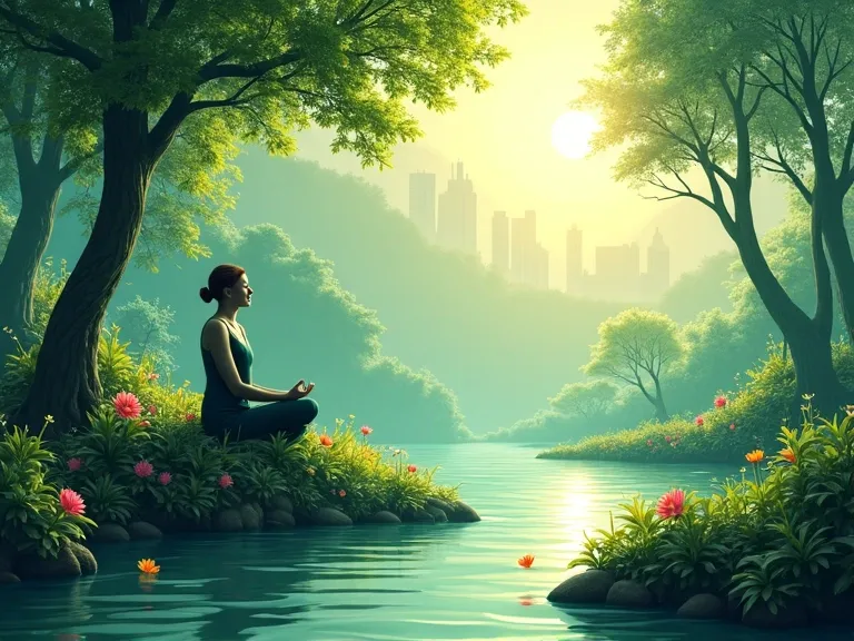 nature, stress, relaxation, forest, river, meditation, peace, mental healing, green space, nature, city, contrast, winter