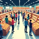 supermarket, lokalizacja produktów, strategia sprzedaży, tykany układ, zakupy impulsowe, pieczenie, słodycze, kasa, promocje,