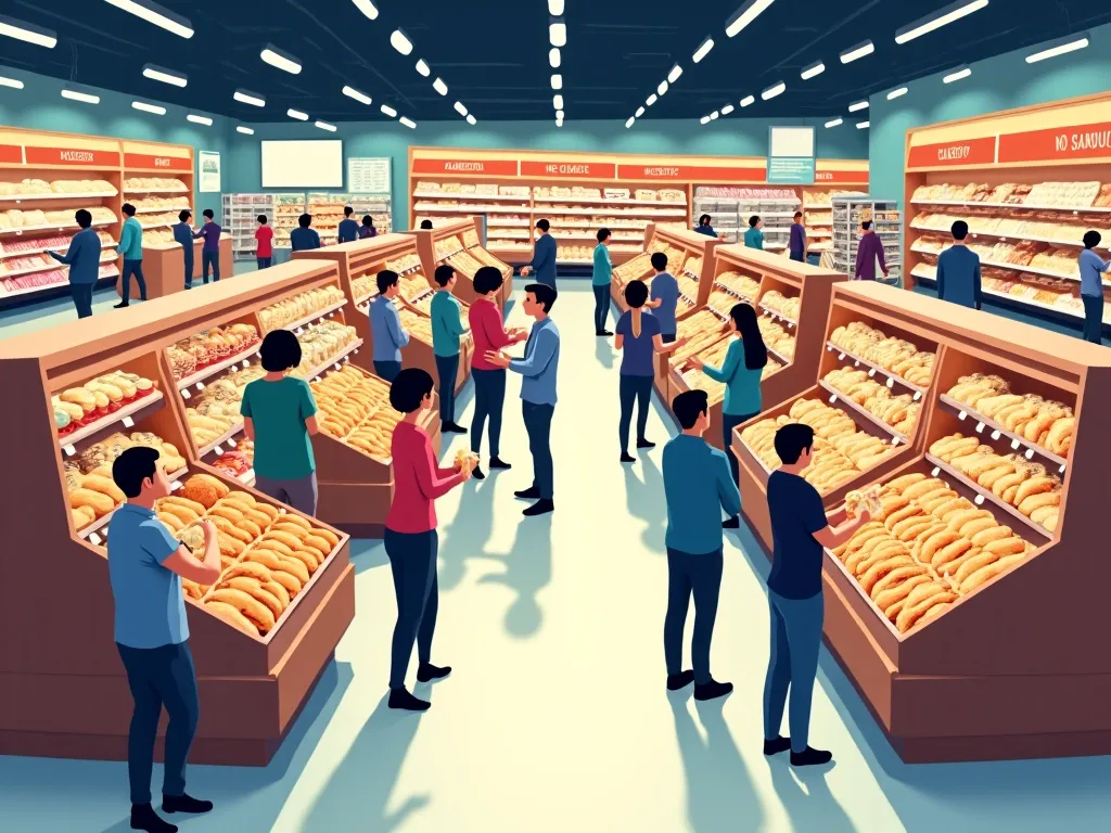 supermarket, lokalizacja produktów, strategia sprzedaży, tykany układ, zakupy impulsowe, pieczenie, słodycze, kasa, promocje,